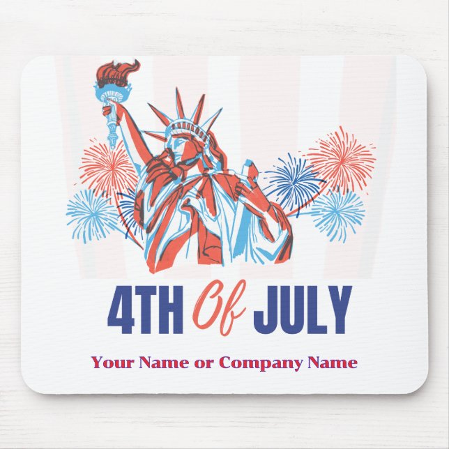 USA Flag Theme Custom 4th of July Business Mouse Pad (Front)