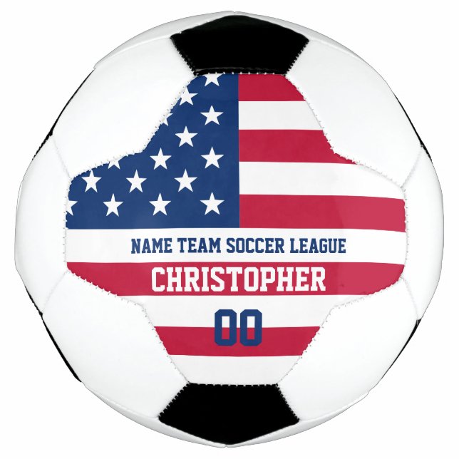 USA flag theme player name & number Soccer Ball (Front)