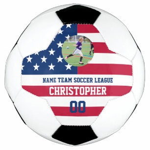 USA flag theme player photo & player name & number Soccer Ball