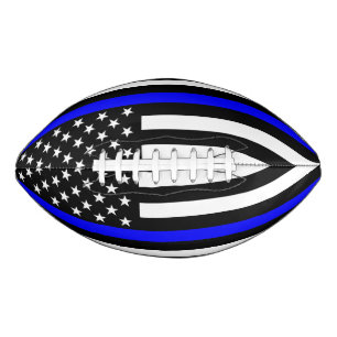 USA Flag Thin Blue Line Symbolic Memorial on a Football
