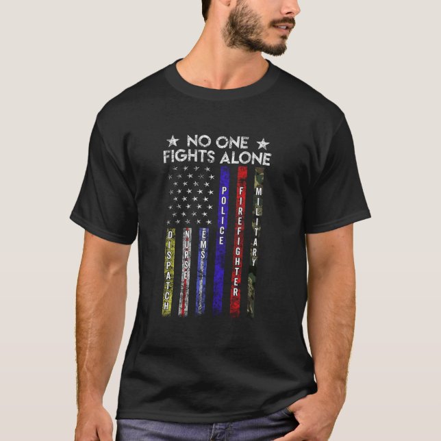 Usa Flag Thin Line Military Police Nurse No-One Fi T-Shirt (Front)