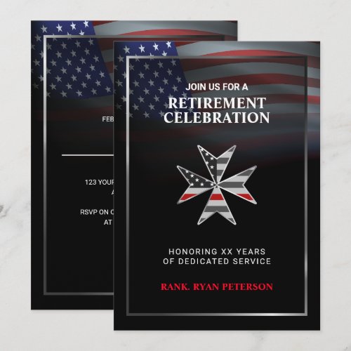 USA Flag | Thin Red Line Maltese Cross | Black
