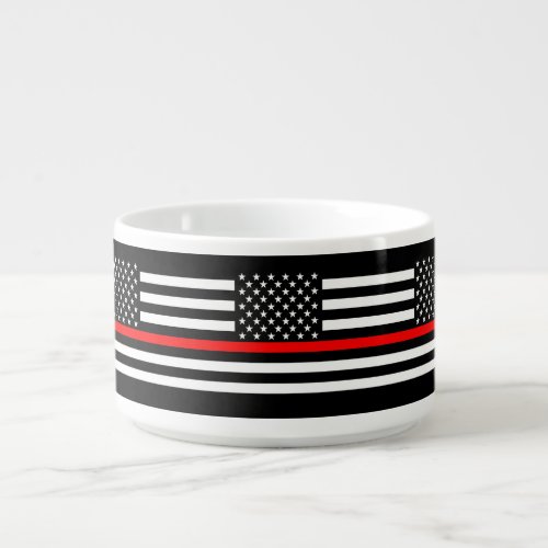 USA Flag Thin Red Line Symbolic Memorial on a Bowl