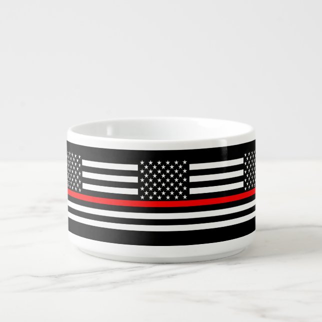 USA Flag Thin Red Line Symbolic Memorial on a Bowl (Center)