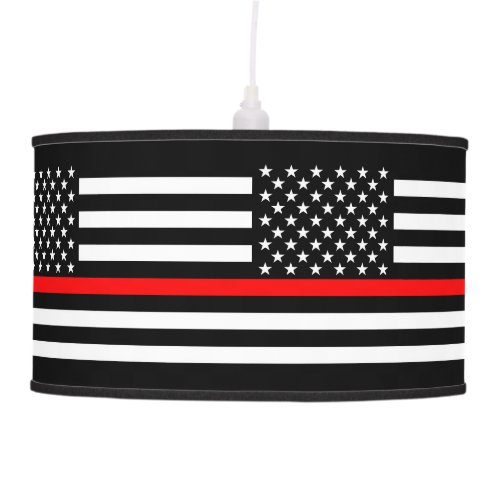 USA Flag Thin Red Line Symbolic Memorial on a Ceiling Lamp
