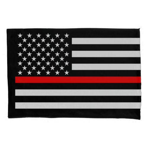 USA Flag Thin Red Line Symbolic Memorial on a Pillow Case