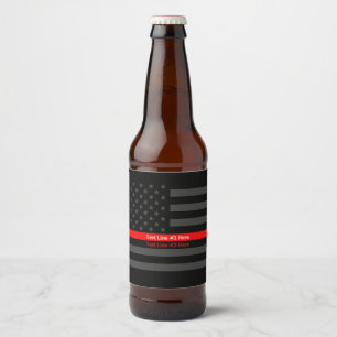 USA Flag Thin Red Line Symbolic Your Text on a Beer Bottle Label