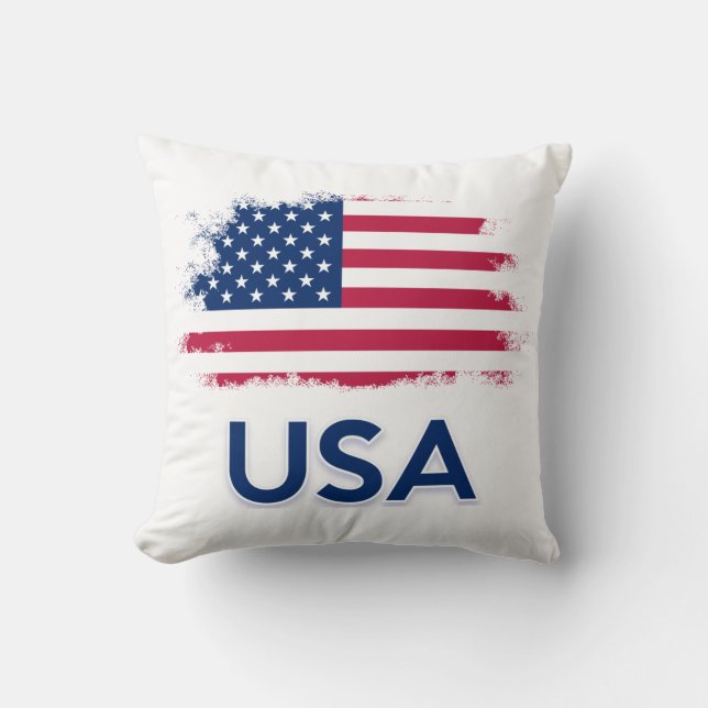 USA Flag  Throw Pillow (Front)