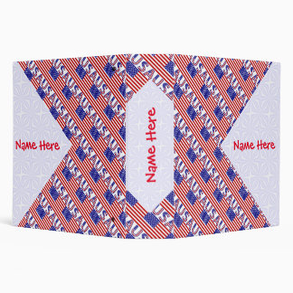 USA Flag Tiled Personalized American Heritage 3 Ring Binder