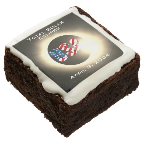 USA FLAG Total solar eclipse April 8 2024 Brownie