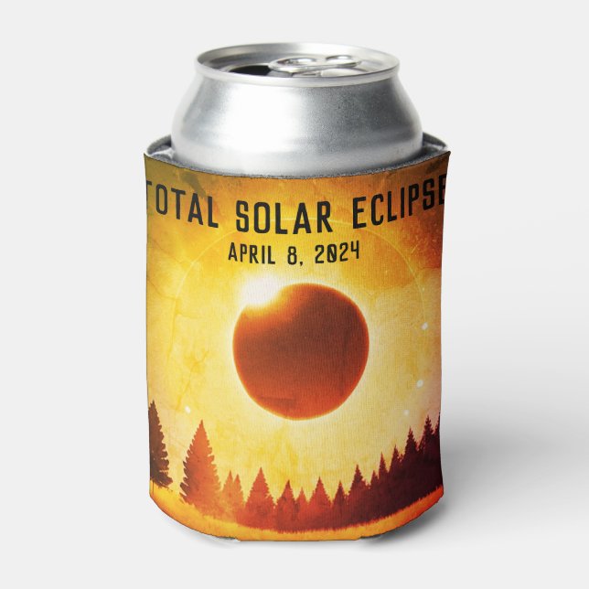 USA FLAG Total solar eclipse April 8, 2024 Can Cooler (Can Front)