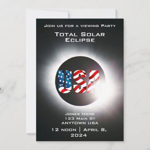 USA FLAG Total solar eclipse April 8 2024 Holiday Card