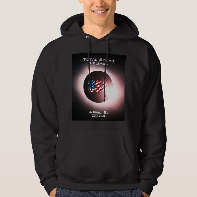 USA FLAG Total solar eclipse April 8, 2024 Hoodie (Front)