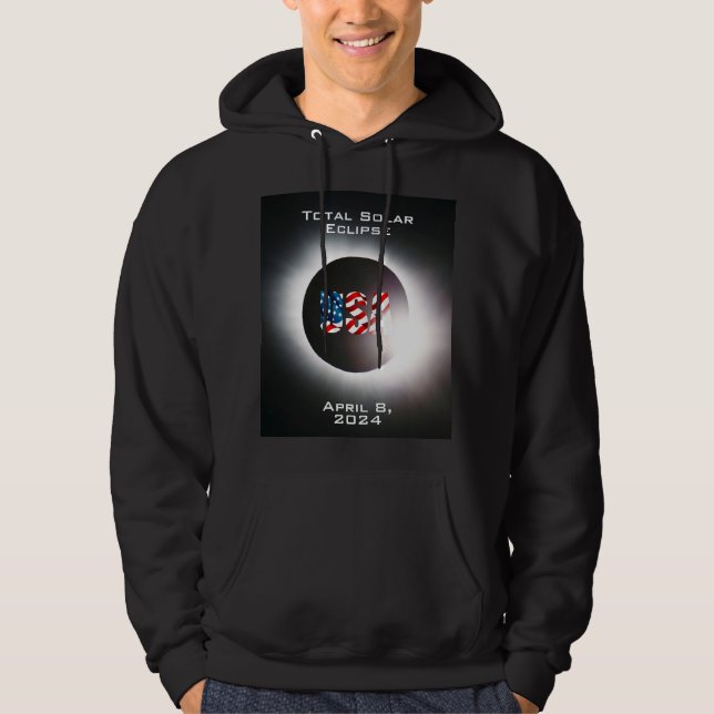 USA FLAG Total solar eclipse April 8, 2024 Hoodie (Front)