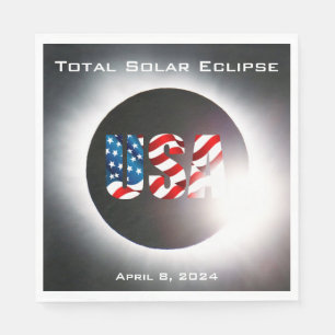 USA FLAG Total solar eclipse April 8, 2024 Napkins