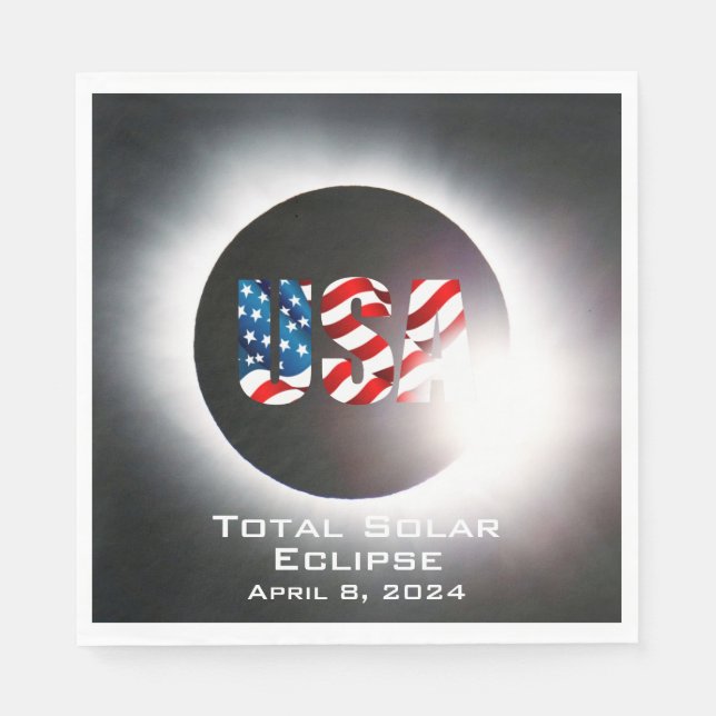USA FLAG Total solar eclipse April 8, 2024 Napkins (Front)