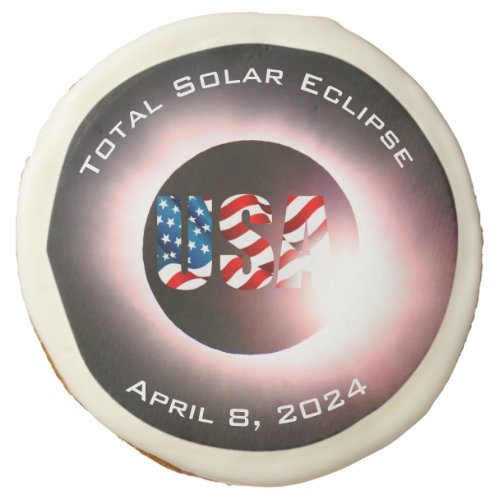USA FLAG Total solar eclipse April 8 2024 Sugar Cookie