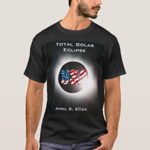 USA FLAG Total solar eclipse April 8, 2024 T-Shirt