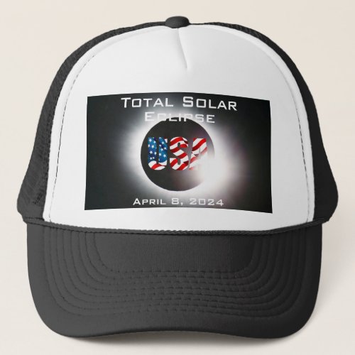USA FLAG Total solar eclipse April 8 2024 Trucker Hat