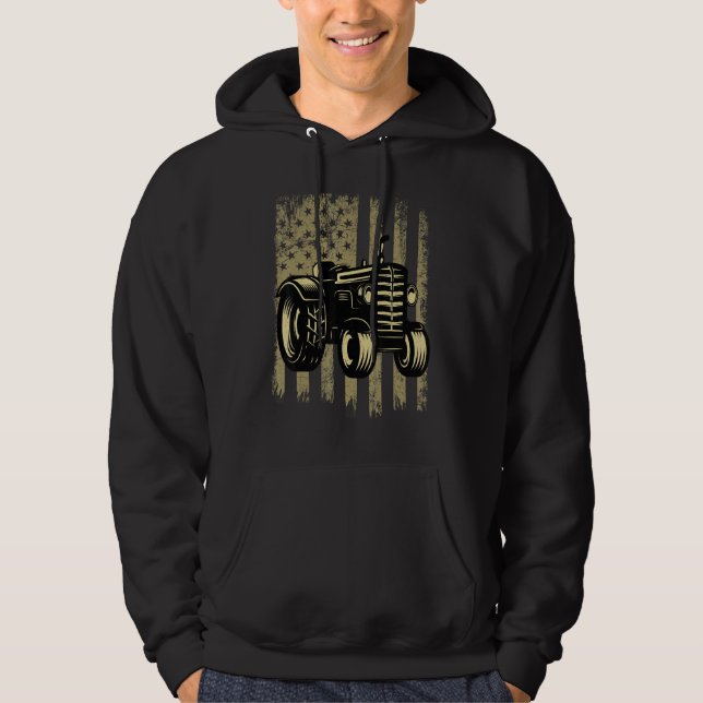 USA Flag Tractors     Farming   Farmers Vintage Hoodie (Front)