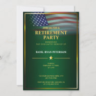 USA Flag Transparent Gold Frame Luxury Green Invitation