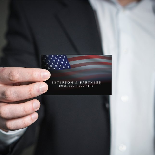 USA Flag | Transparent Gradation | Black Business Card (Creator Uploaded)