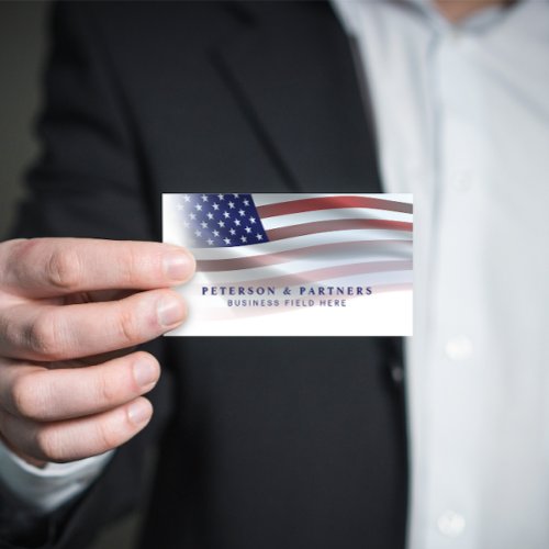USA Flag  Transparent Gradation  White Business Card