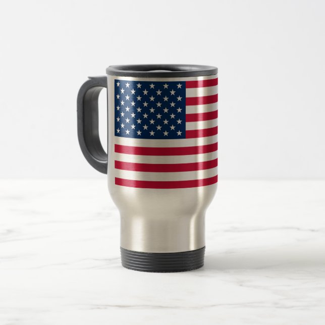 USA Flag Travel Mug - Patriotic (Front Left)
