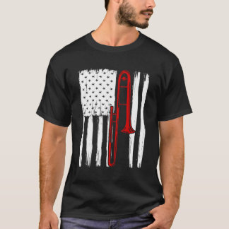 Usa Flag Trombonist Gift Trombone T-Shirt