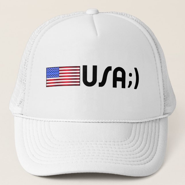 'USA ;) flag' Trucker Hat (Front)
