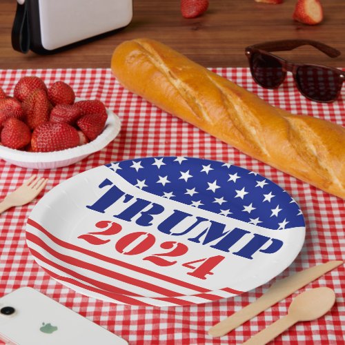 USA Flag Trump 2024 Republican Paper Plate
