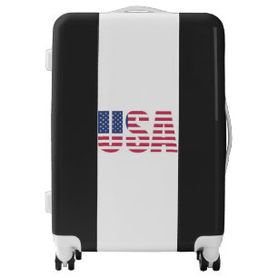 USA Flag Typography Suitcase - Patriotic American