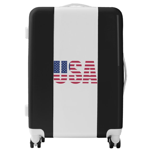 USA Flag Typography Suitcase - Patriotic American  (Front)