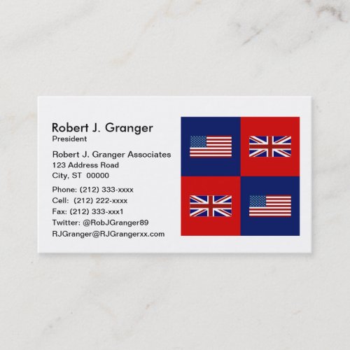 USA Flag  UK Flag Pattern Business Card