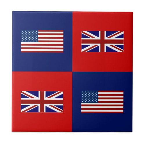 USA Flag  UK Flag Pattern Ceramic Tile