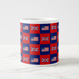 USA Flag & UK Flag Pattern Giant Coffee Mug