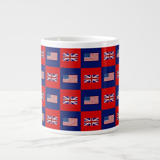 USA Flag & UK Flag Pattern Giant Coffee Mug (Front)