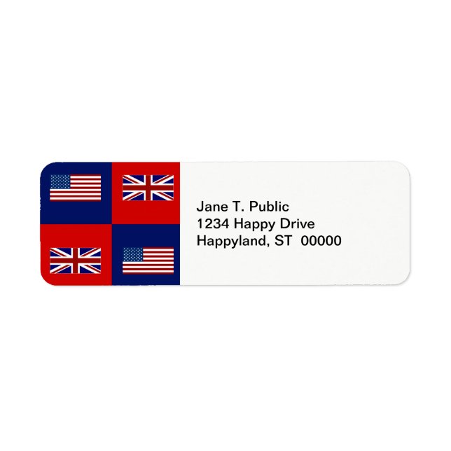 USA Flag & UK Flag Pattern Label (Front)
