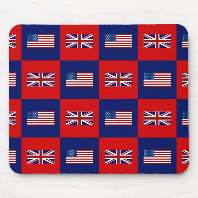 USA Flag & UK Flag Pattern Mouse Pad (Front)