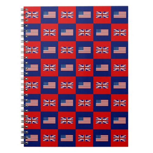 USA Flag  UK Flag Pattern Notebook