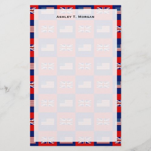 USA Flag  UK Flag Pattern Stationery