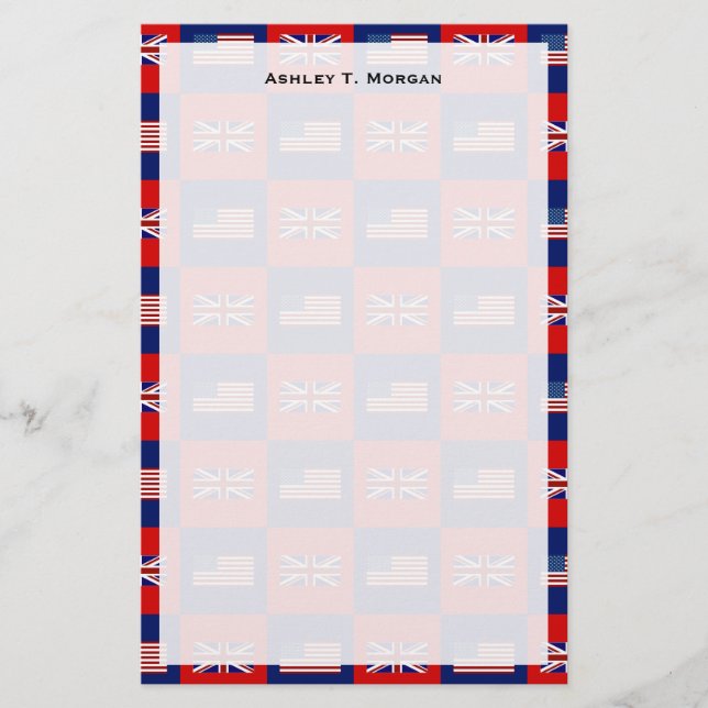USA Flag & UK Flag Pattern Stationery (Front)