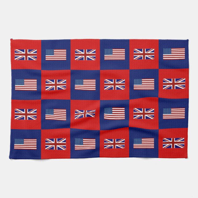 USA Flag & UK Flag Pattern Towel (Horizontal)