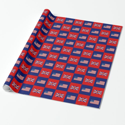 USA Flag  UK Flag Pattern Wrapping Paper