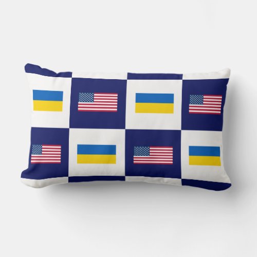 USA Flag  Ukraine Flag Pattern Lumbar Pillow