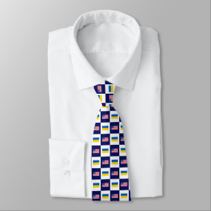 USA Flag & Ukraine Flag Pattern Neck Tie