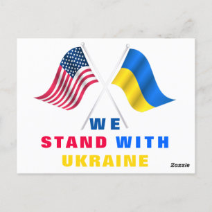 USA Flag - Ukrainian Flag - We Stand With Ukraine  Postcard