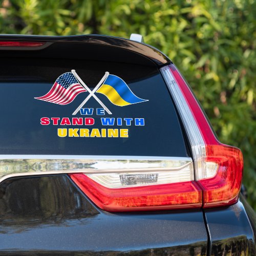 USA Flag _ Ukrainian Flag _ We Stand With Ukraine  Sticker