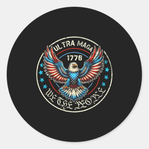 Usa Flag Ultra Maga Gun Usa 4th Of July Trump 2024 Classic Round Sticker