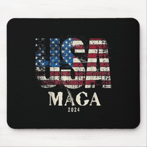 Usa Flag Ultra Maga Gun Usa 4th Of July Trump 2024 Mouse Pad